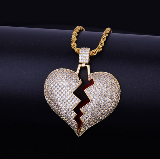 Gold Diamond Heart Break Pendant